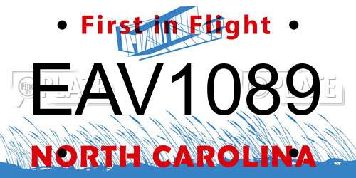 EAV1089 North Carolina License Plate