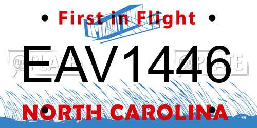 EAV1446 North Carolina License Plate
