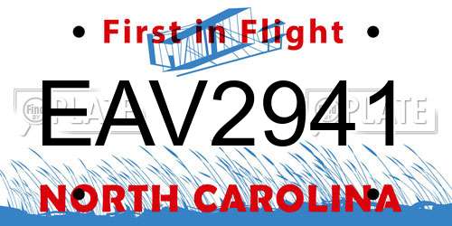 EAV2941 North Carolina License Plate
