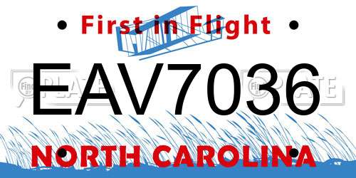 EAV7036 North Carolina License Plate