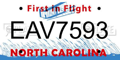 EAV7593 North Carolina License Plate