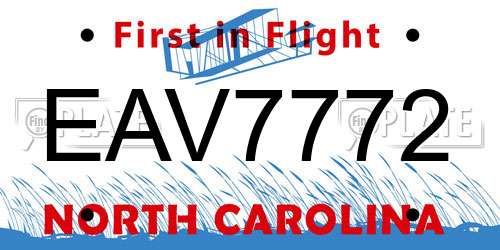 EAV7772 North Carolina License Plate