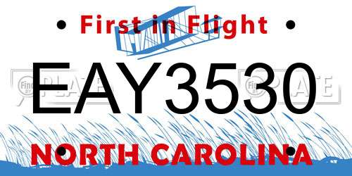 EAY3530 North Carolina License Plate