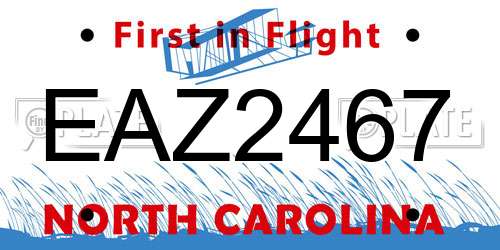 EAZ2467 North Carolina License Plate