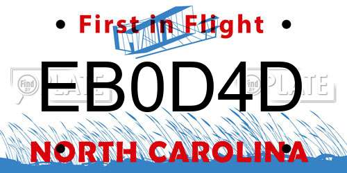 EB0D4D North Carolina License Plate