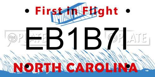 EB1B7I North Carolina License Plate