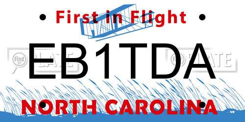 EB1TDA North Carolina License Plate