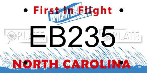 EB235 North Carolina License Plate