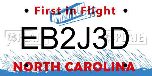EB2J3D North Carolina License Plate