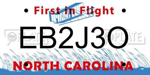 EB2J3O North Carolina License Plate