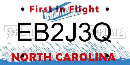 EB2J3Q North Carolina License Plate