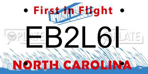 EB2L6I North Carolina License Plate