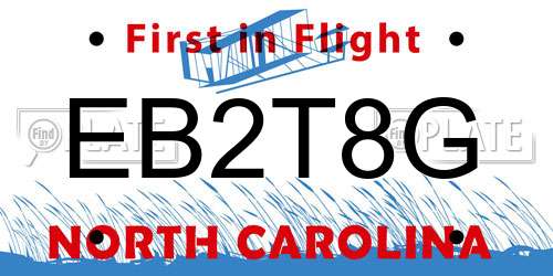 EB2T8G North Carolina License Plate