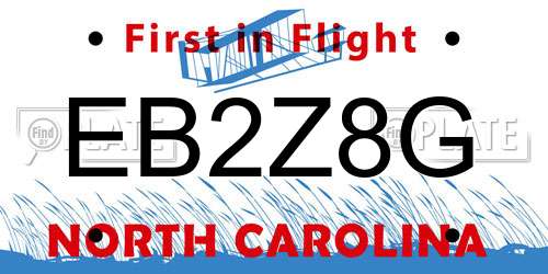 EB2Z8G North Carolina License Plate