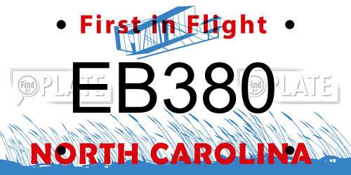 EB380 North Carolina License Plate