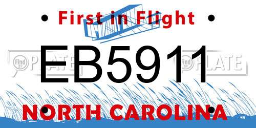 EB5911 North Carolina License Plate