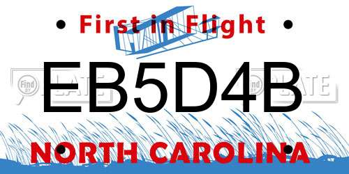 EB5D4B North Carolina License Plate