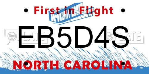 EB5D4S North Carolina License Plate