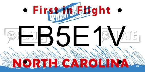 EB5E1V North Carolina License Plate