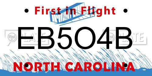 EB5O4B North Carolina License Plate
