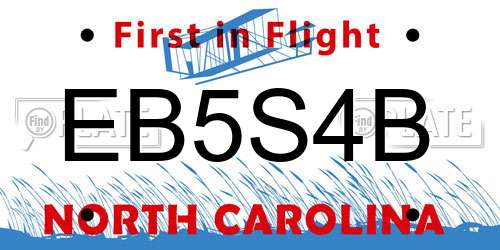 EB5S4B North Carolina License Plate