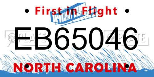 EB65046 North Carolina License Plate