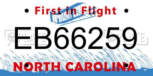 EB66259 North Carolina License Plate