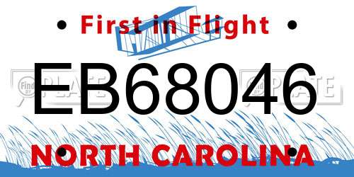 EB68046 North Carolina License Plate