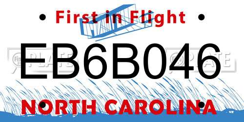 EB6B046 North Carolina License Plate