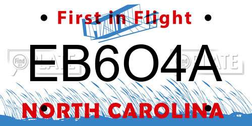 EB6O4A North Carolina License Plate