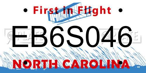 EB6S046 North Carolina License Plate