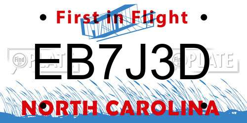 EB7J3D North Carolina License Plate