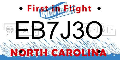 EB7J3O North Carolina License Plate