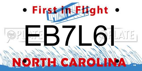 EB7L6I North Carolina License Plate