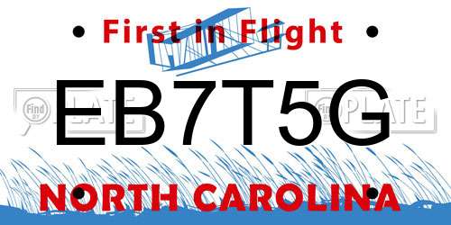 EB7T5G North Carolina License Plate