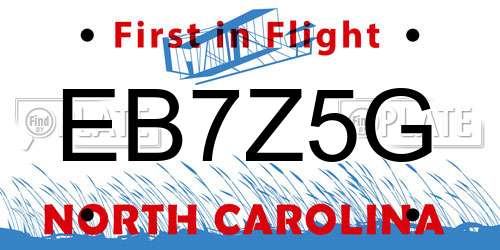 EB7Z5G North Carolina License Plate