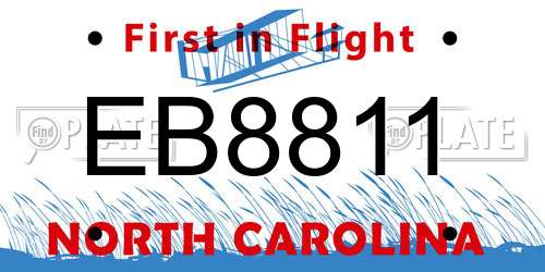 EB8811 North Carolina License Plate
