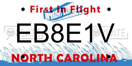 EB8E1V North Carolina License Plate