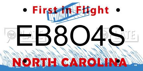 EB8O4S North Carolina License Plate