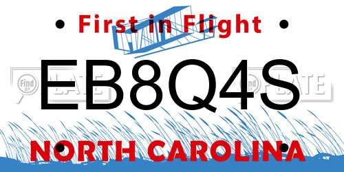 EB8Q4S North Carolina License Plate