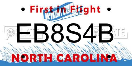 EB8S4B North Carolina License Plate