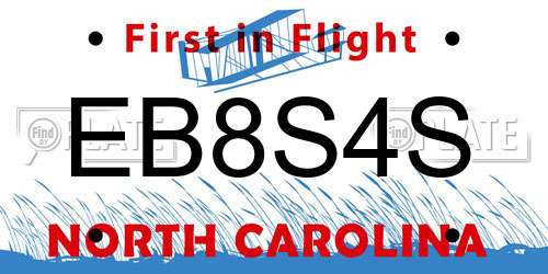 EB8S4S North Carolina License Plate