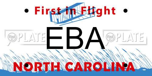 EBA North Carolina License Plate