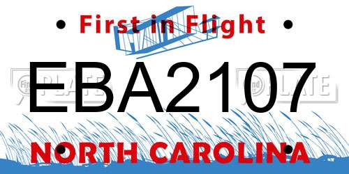 EBA2107 North Carolina License Plate
