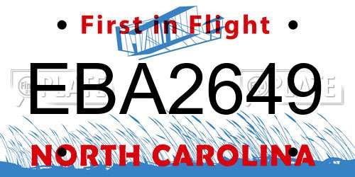 EBA2649 North Carolina License Plate