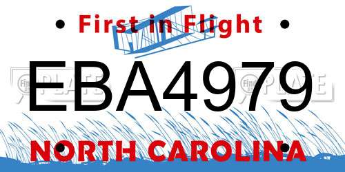 EBA4979 North Carolina License Plate