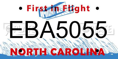 EBA5055 North Carolina License Plate