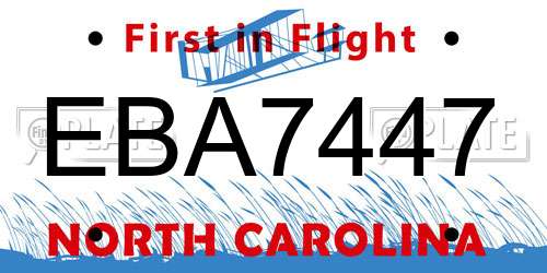 EBA7447 North Carolina License Plate