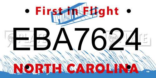 EBA7624 North Carolina License Plate