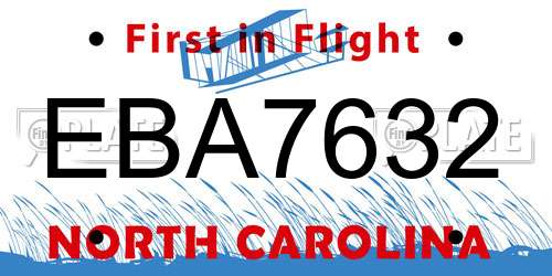 EBA7632 North Carolina License Plate